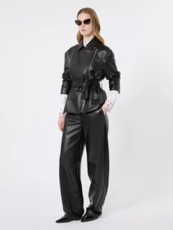 Nappa leather biker jacket - BLACK