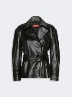 Nappa leather biker jacket - BLACK