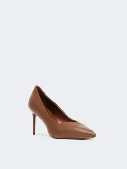 Nappa leather court shoes - TOBACCO