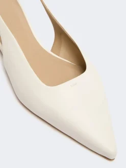 Nappa leather flat slingbacks - IVORY