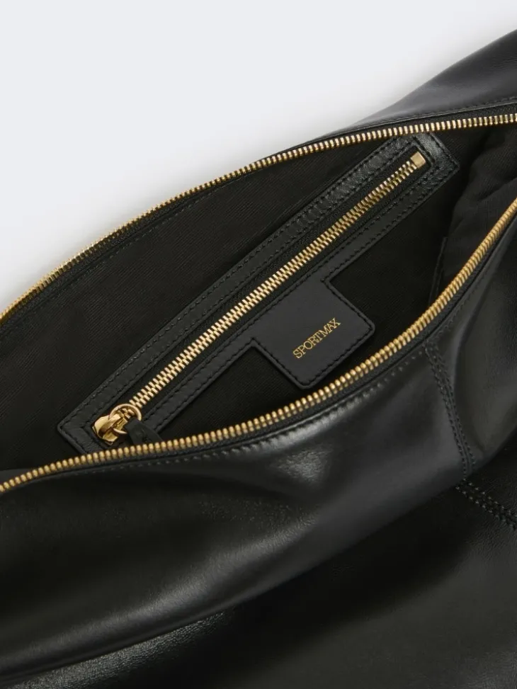 Nappa leather hobo bag - BLACK