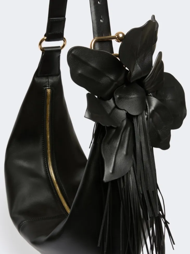 Nappa leather hobo bag - BLACK
