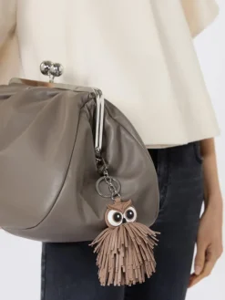 Nappa leather keyring with fringes - TURTLEDOVE