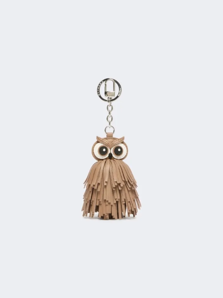 Nappa leather keyring with fringes - TURTLEDOVE