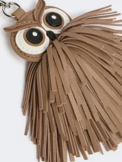 Nappa leather keyring with fringes - TURTLEDOVE