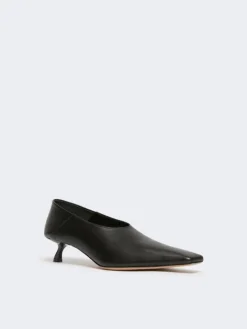 Nappa leather pumps with foldable back - BLACK