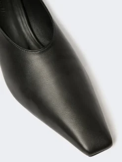 Nappa leather pumps with foldable back - BLACK
