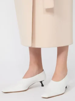Nappa leather pumps with foldable back - WHITE