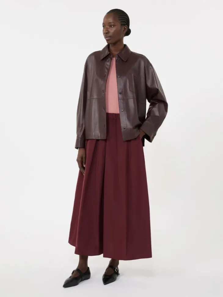 Nappa leather shirt jacket - BORDEAUX