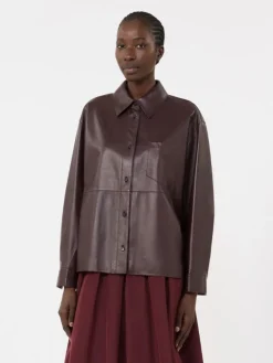 Nappa leather shirt jacket - BORDEAUX