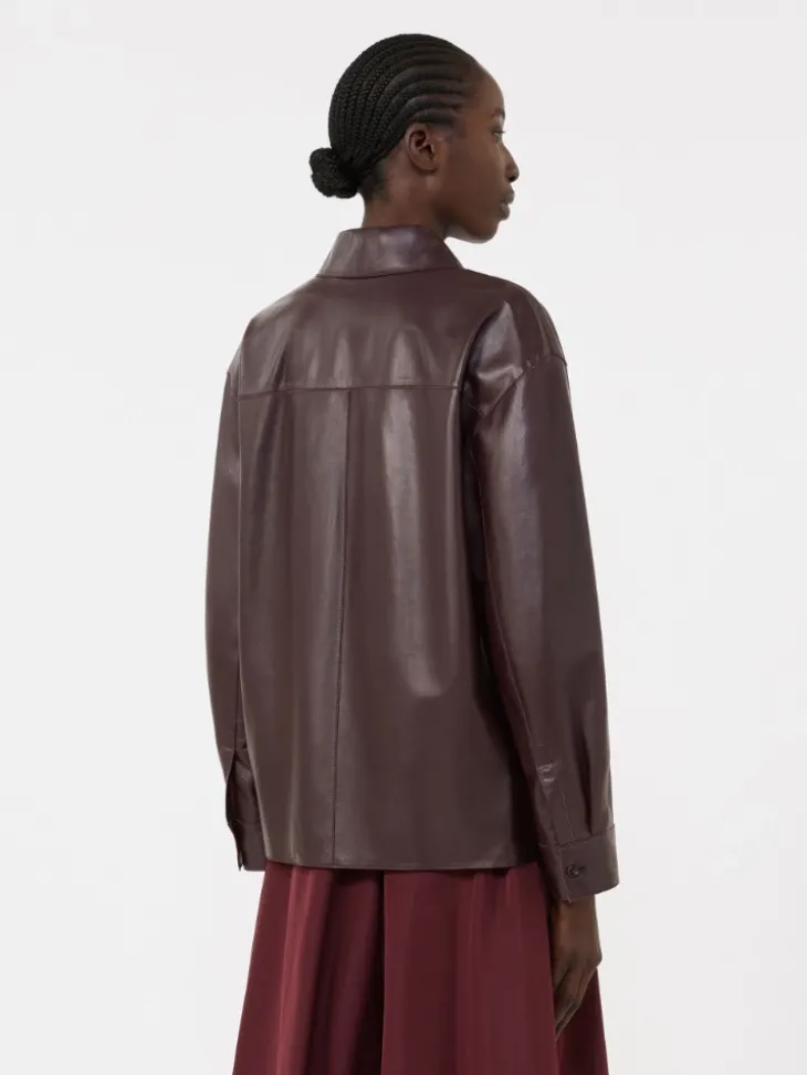 Nappa leather shirt jacket - BORDEAUX