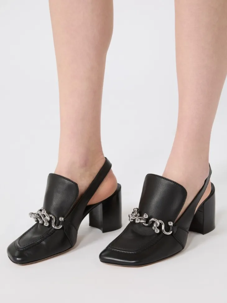 Nappa leather slingbacks - BLACK
