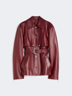 Nappa leather two-piece jacket - BORDEAUX