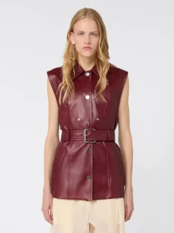 Nappa leather two-piece jacket - BORDEAUX