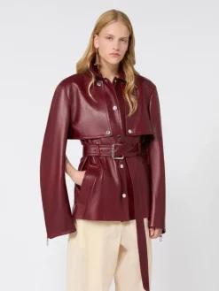 Nappa leather two-piece jacket - BORDEAUX