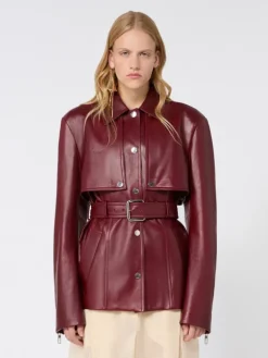 Nappa leather two-piece jacket - BORDEAUX