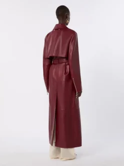 Nappa leather two-piece trench coat - BORDEAUX