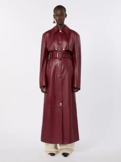 Nappa leather two-piece trench coat - BORDEAUX