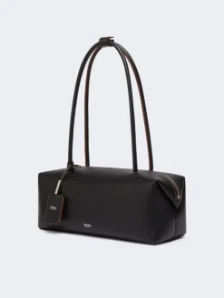 Natural leather bowler bag - BLACK