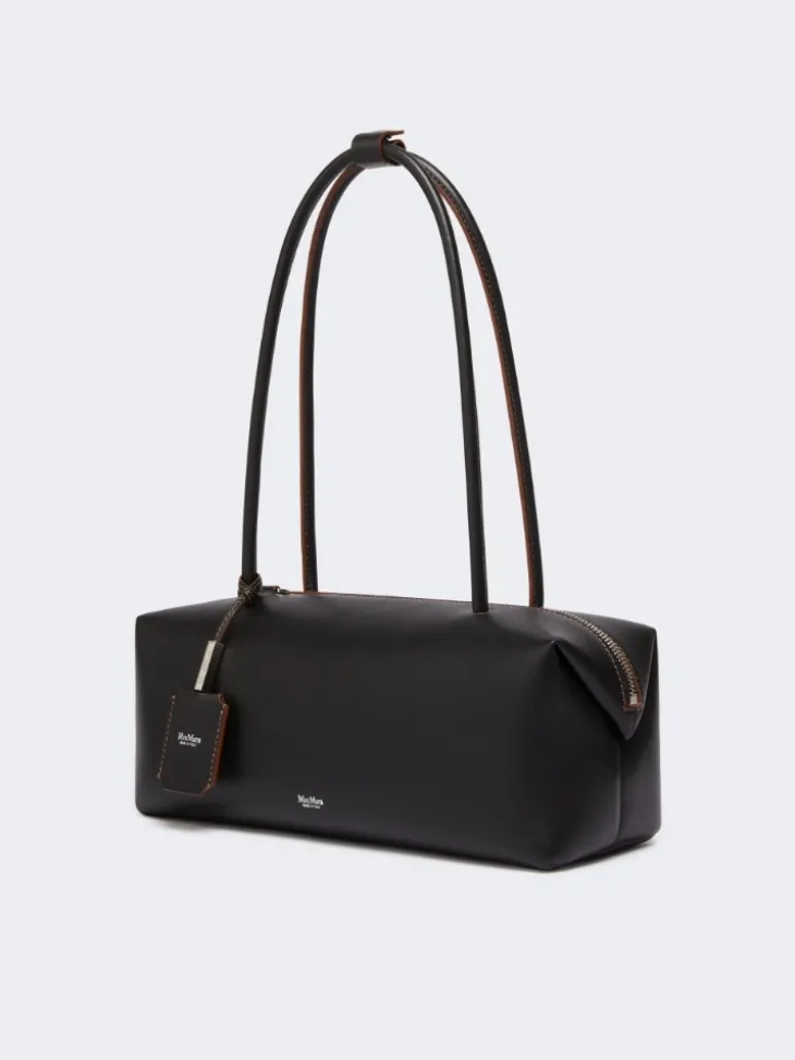 Natural leather bowler bag - BLACK