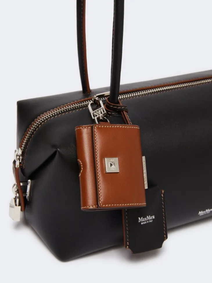 Natural leather bowler bag - BLACK