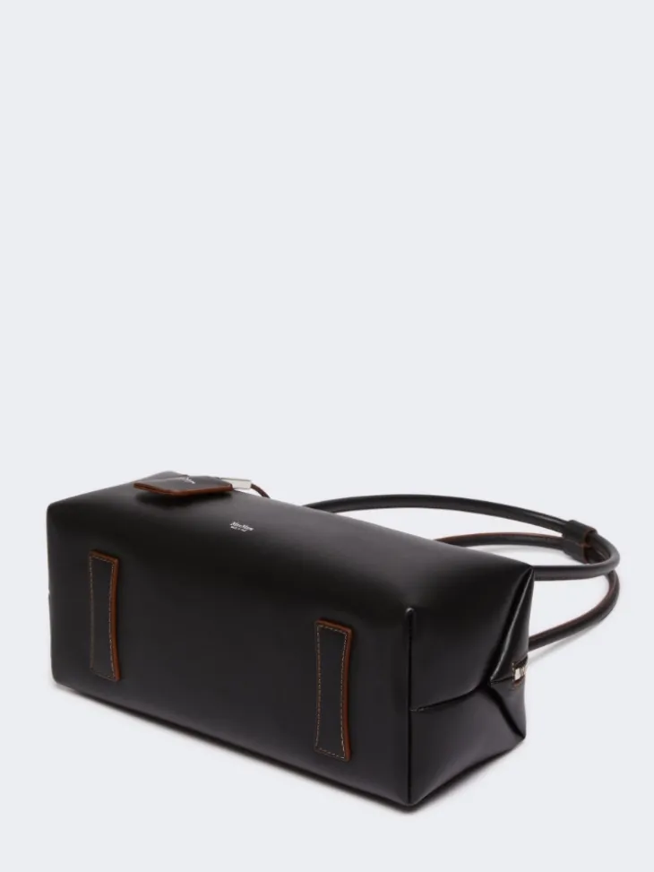 Natural leather bowler bag - BLACK