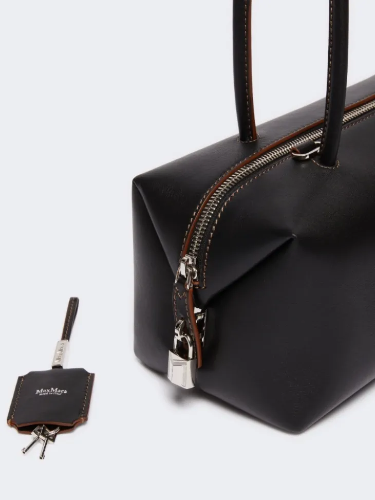 Natural leather bowler bag - BLACK