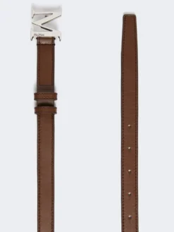 Natural leather Monogram belt - BROWN