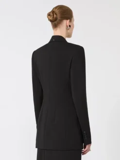 Natural stretch pure wool tailored blazer - BLACK