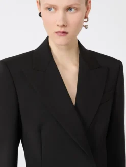 Natural stretch pure wool tailored blazer - BLACK