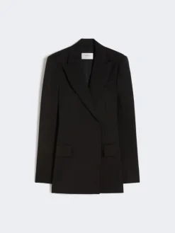 Natural stretch pure wool tailored blazer - BLACK