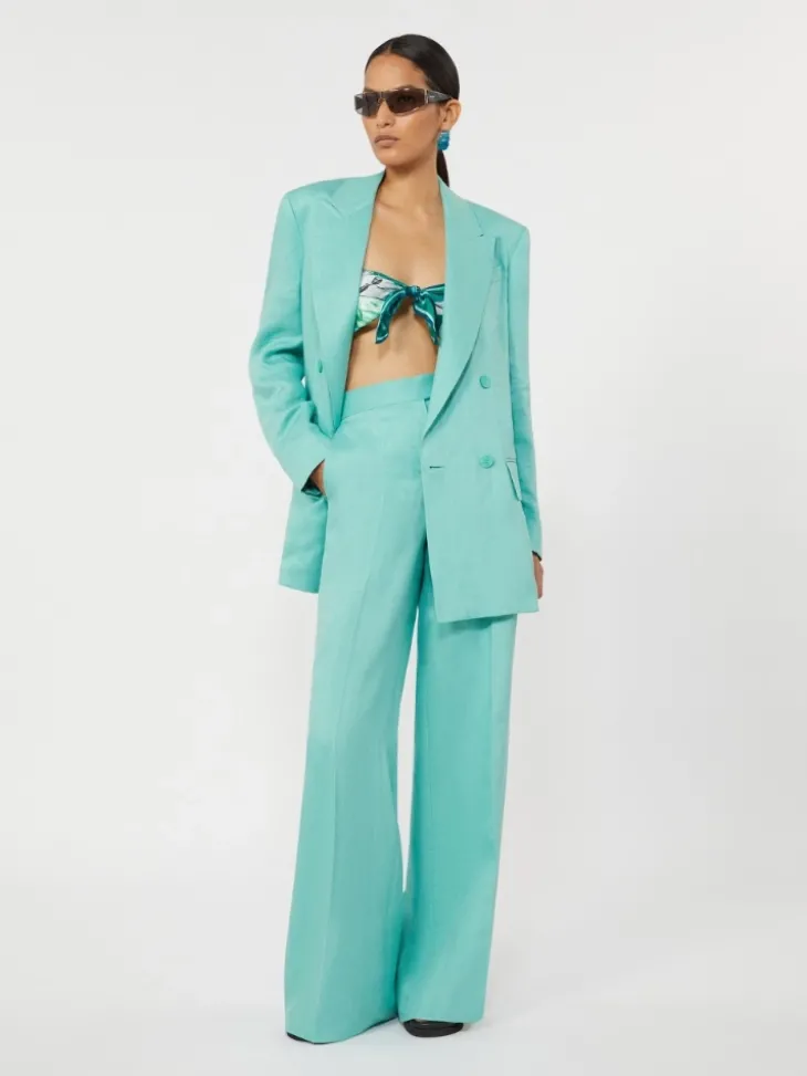 Olimpia Jacket in Chevron linen - WATER