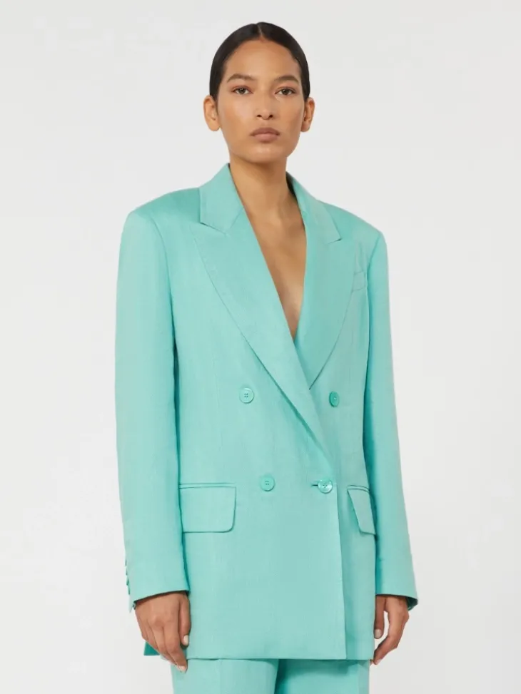 Olimpia Jacket in Chevron linen - WATER