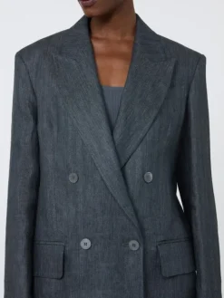 Olimpia Jacket in Chevron linen - MEDIUM GREY