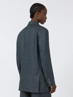 Olimpia Jacket in Chevron linen - MEDIUM GREY