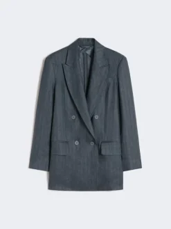 Olimpia Jacket in Chevron linen - MEDIUM GREY