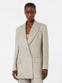 Olimpia Jacket in Chevron linen - BEIGE
