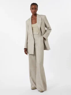 Olimpia Jacket in Chevron linen - BEIGE