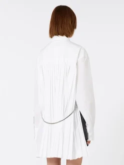 Overshirt with plissé-pleated detail - OPTICAL WHITE