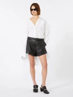 Overshirt with plissé-pleated detail - OPTICAL WHITE