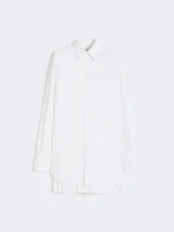 Overshirt with plissé-pleated detail - OPTICAL WHITE