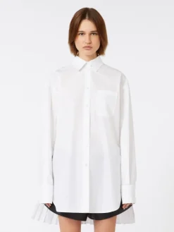 Overshirt with plissé-pleated detail - OPTICAL WHITE