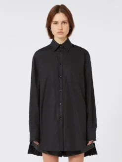 Overshirt with plissé-pleated detail - BLACK