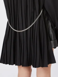 Overshirt with plissé-pleated detail - BLACK
