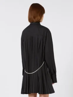 Overshirt with plissé-pleated detail - BLACK