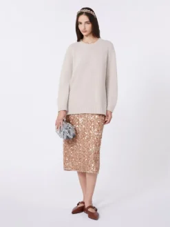 Oversized alpaca and cotton sweater - SAND