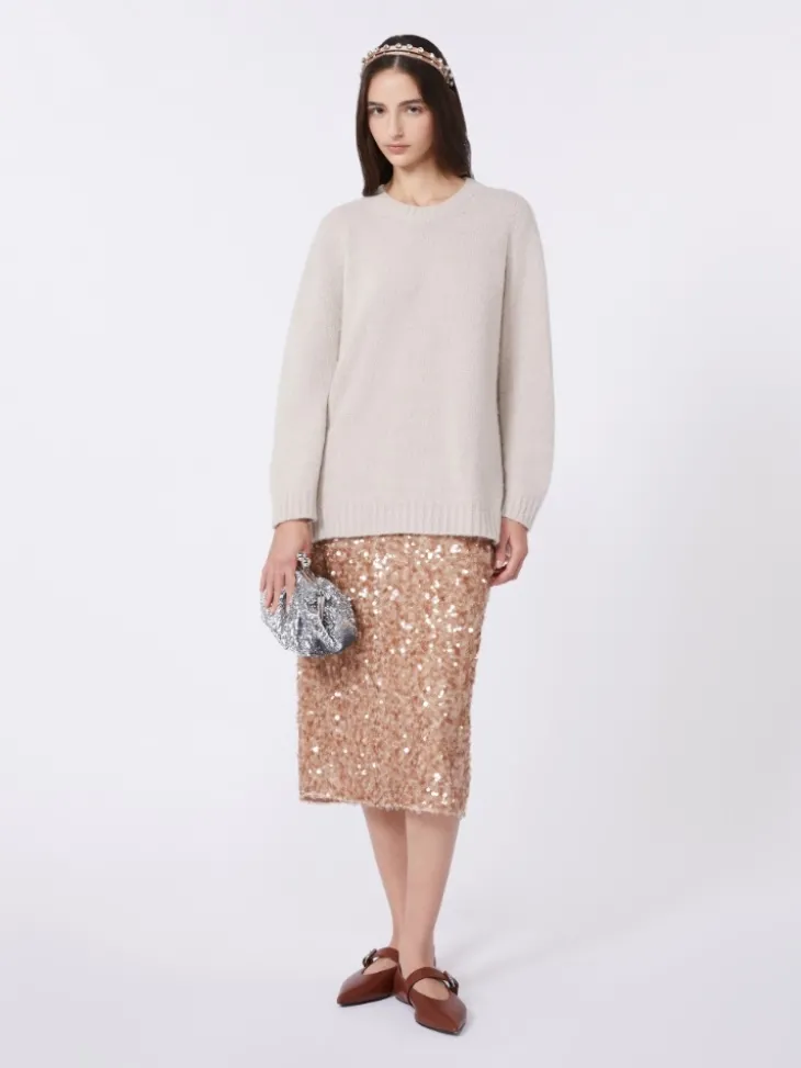 Oversized alpaca and cotton sweater - SAND