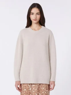 Oversized alpaca and cotton sweater - SAND
