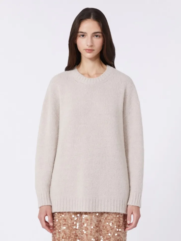 Oversized alpaca and cotton sweater - SAND