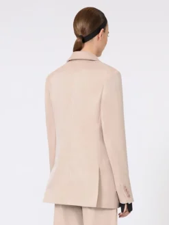 Oversized blazer in organza and linen canvas - CAMEL